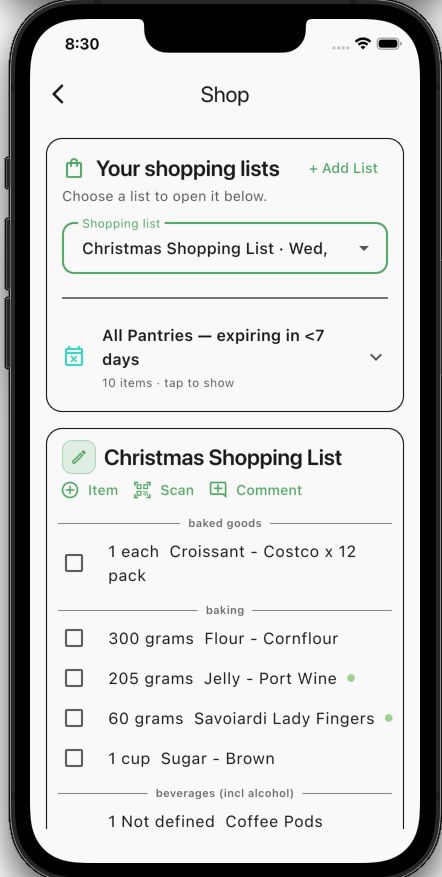 Smart Shopping Lists